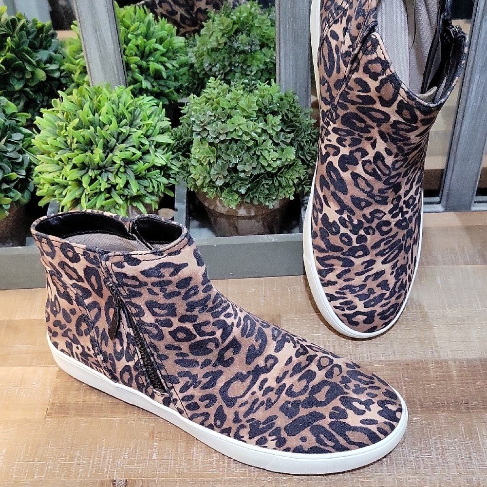 Leopard Print Wedge Sneaker Boot - Brown